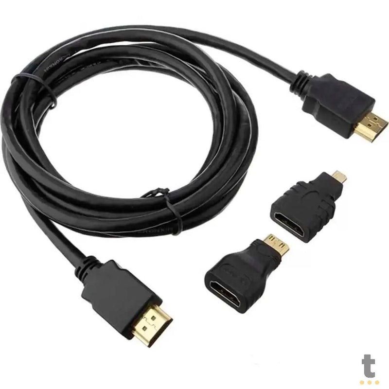 Adaptador Cabo Hdmi Para Mini Hdmi Micro Hdmi 1.5mt 3 Em 1 Full Hd