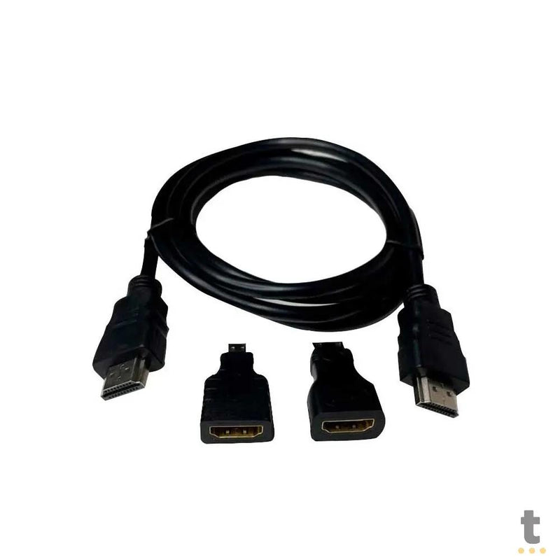 Adaptador Cabo Hdmi Para Mini Hdmi Micro Hdmi 1.5mt 3 Em 1 Full Hd