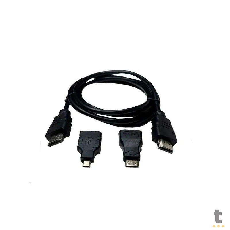 Adaptador Cabo Hdmi Para Mini Hdmi Micro Hdmi 1.5mt 3 Em 1 Full Hd