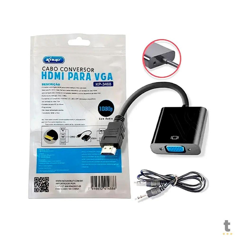 Adaptador Conversor Hdmi Macho Para Vga Fêmea Knup - KP-3468