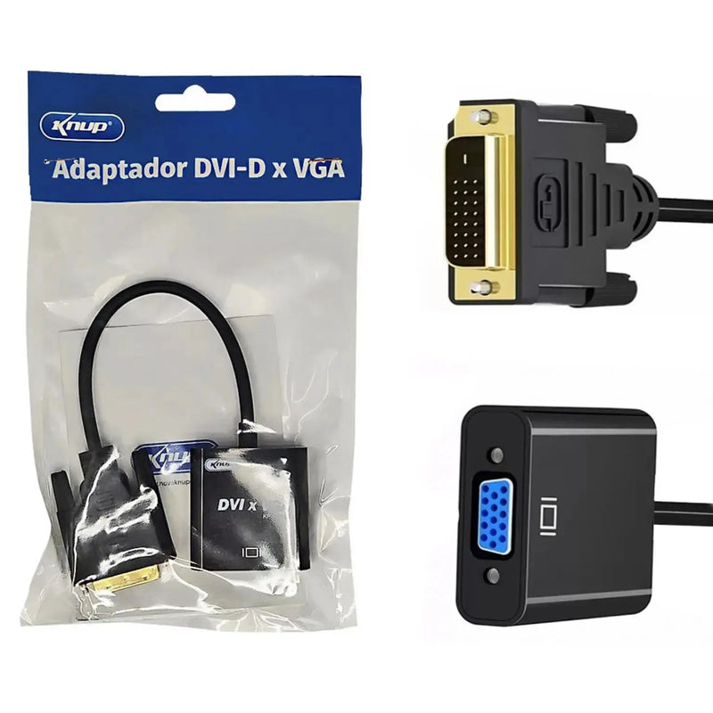 Adaptador Dvi 24 + 5 Macho Para Vga Femea Knup KP-AD108