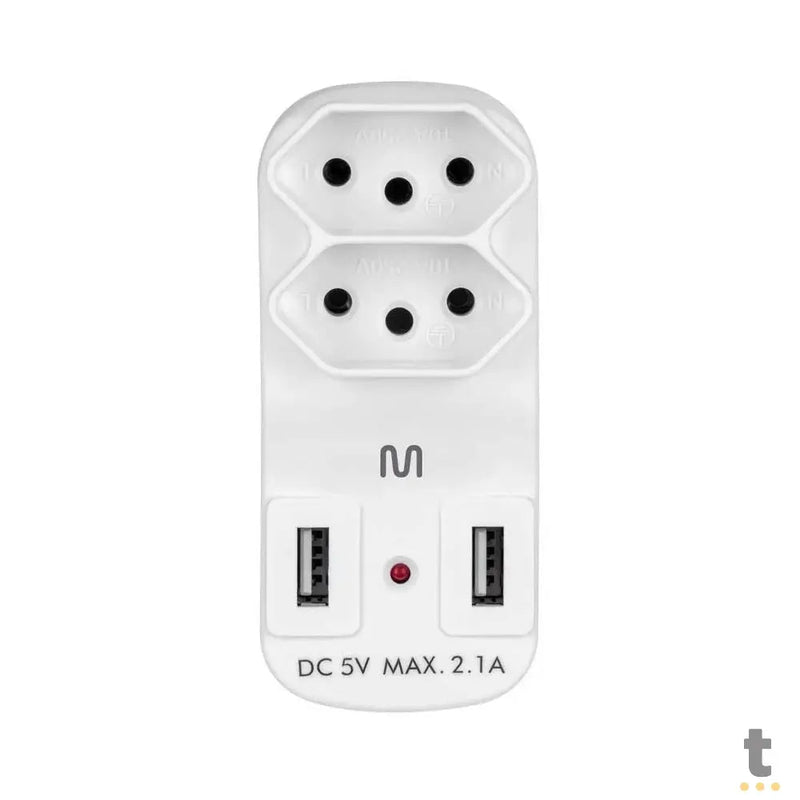 Adaptador E Carregador 2 Tomadas 2 Usb 2.1A Multi - WI331