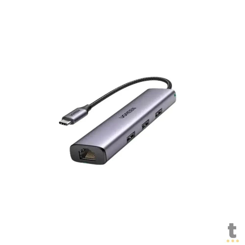Adaptador Ugreen USB-C 3.1 para RJ45 Gigabit + USB CM475 Cinza