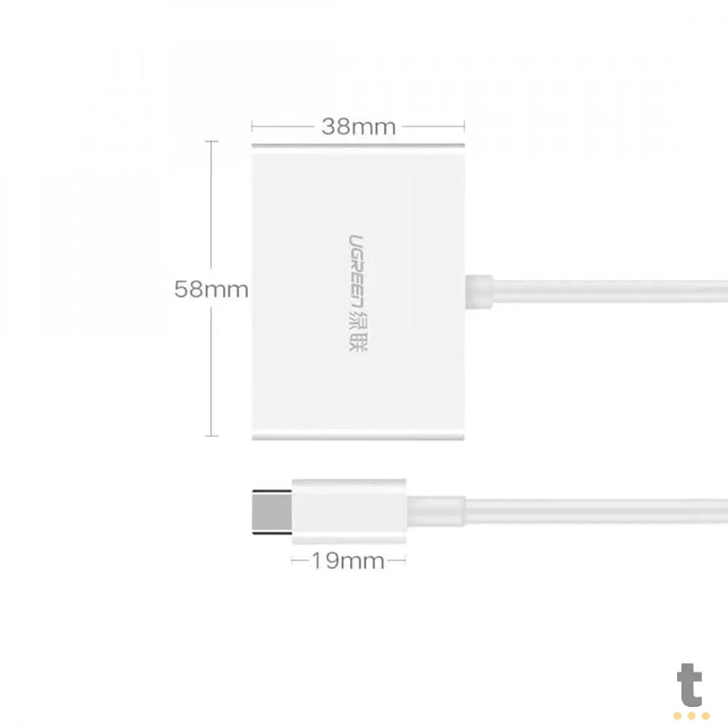 Adaptador Ugreen USB-C para HDMI e VGA MM123 30843 Branco