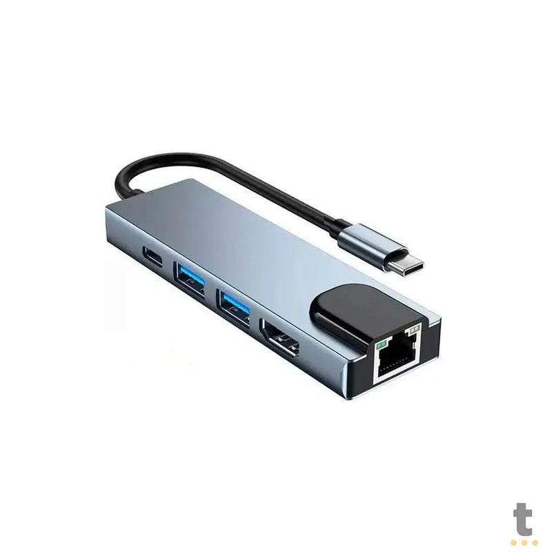 Adaptador Usb Tipo C 6 em 1 Para Rj45 / HDMI / USB 3.0 e USB Tipo C