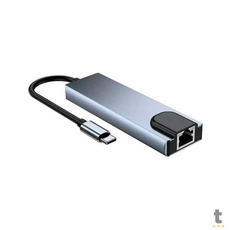 Adaptador Usb Tipo C 6 em 1 Para Rj45 / HDMI / USB 3.0 e USB Tipo C