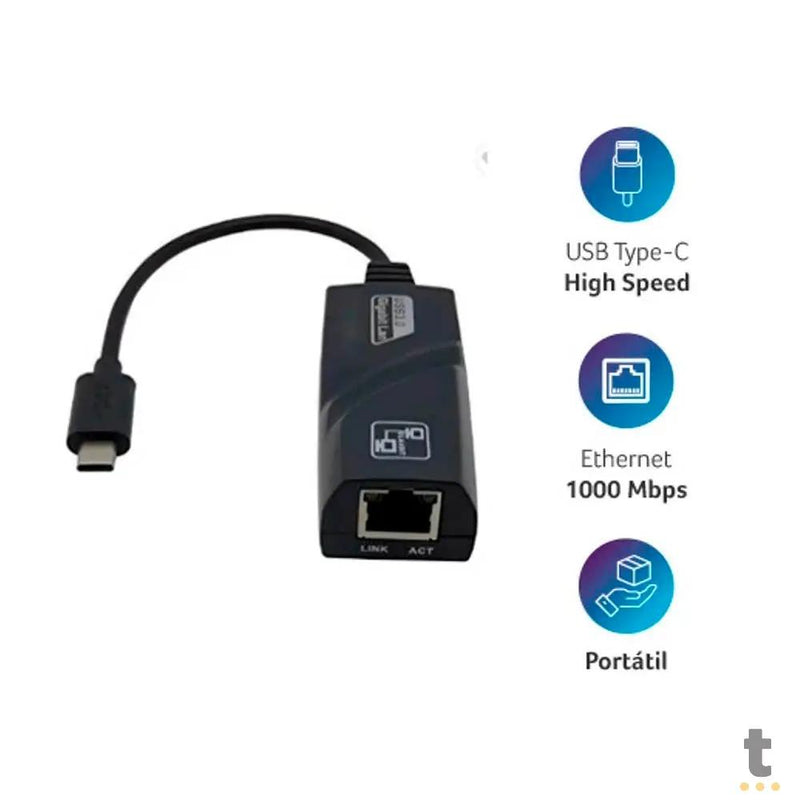 Adaptador Usb Tipo C Para Rj45 10/100/1000 Gigabit Multi - WI423