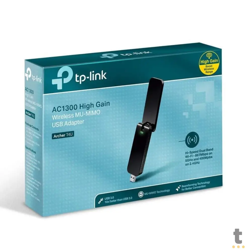 Adaptador Wireless TP-Link USB 1300Mbps - Archer T4u Dual Band