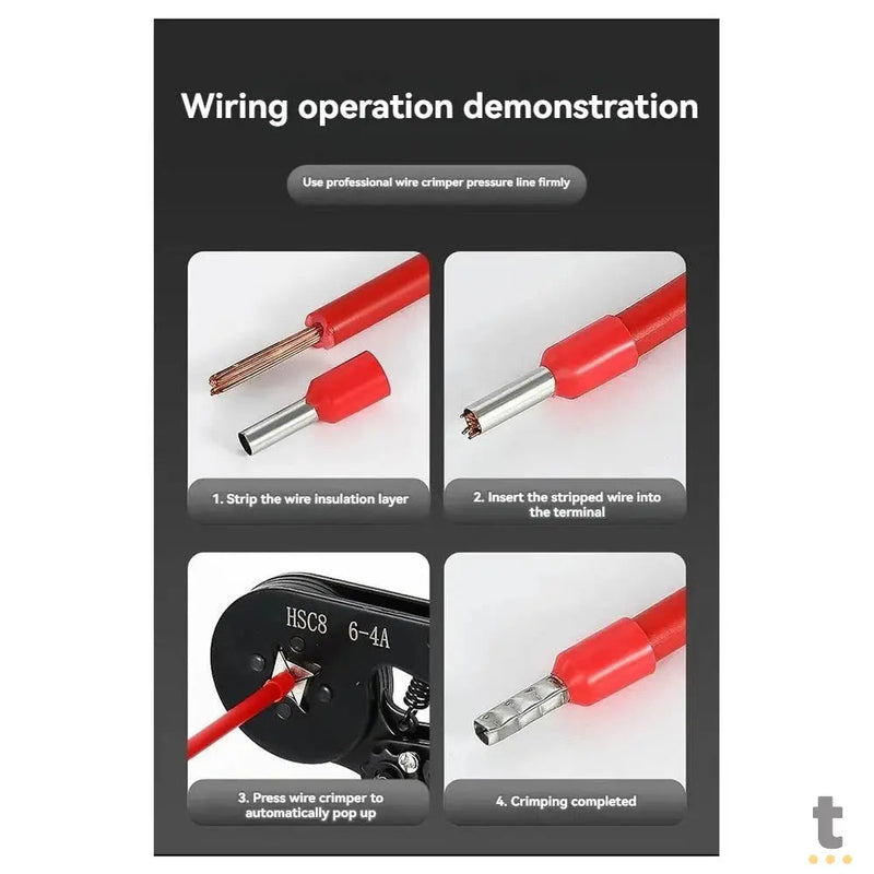 Alicate De Crimpagem C/ 1200 Terminais Ilhos Tubulares - LXB-6BQZT