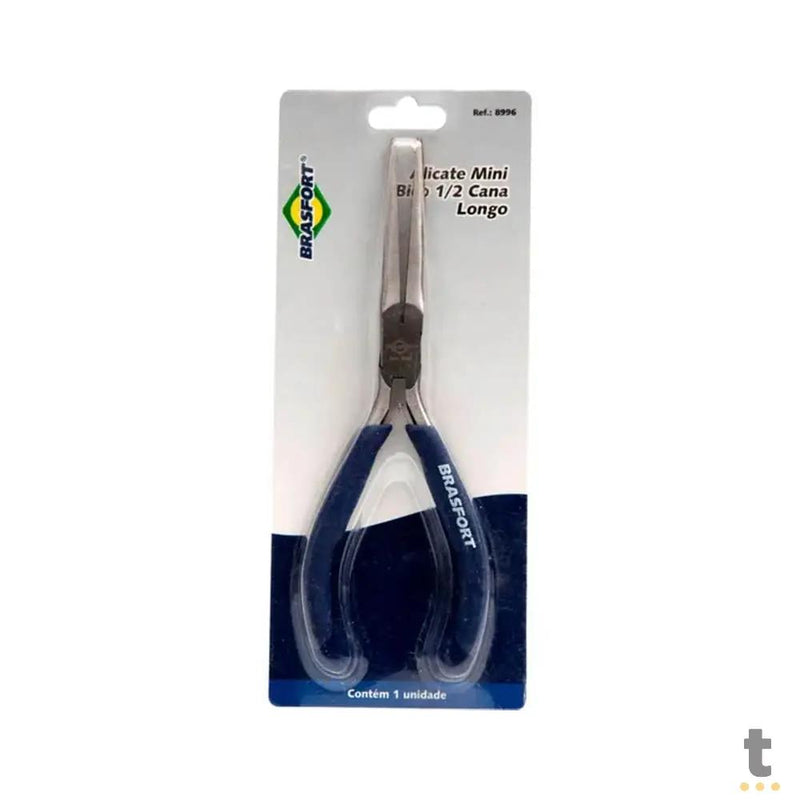 Alicate Mini Bico Meia Cana Longo 6" Cabo Emborrachado Brasfort - 78147