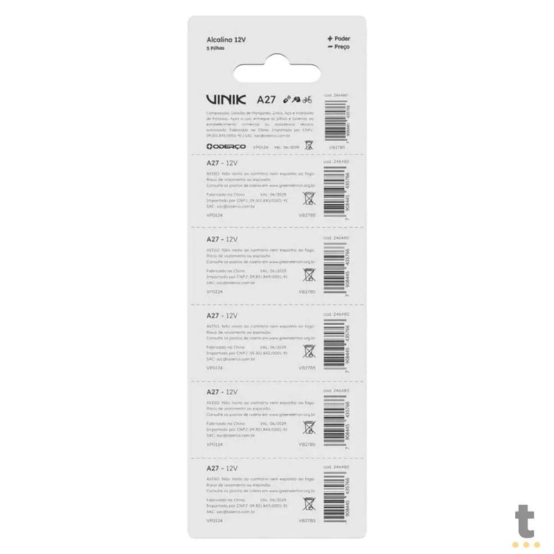 Bateria Alcalina 12v A27 Vinik - VB27B5