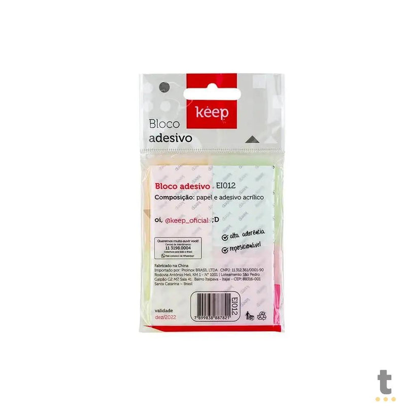 Bloco Adesivo com 4 Cores Neon 4x50 Folhas Keep - EI012