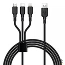 Cabo Carregador Usb Tipo C 3 em 1 Turbo Lightning Tipo C e V8 Preto Hrebos