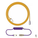 Cabo Enrolado Aviator Para Teclado Usb-A x Usb-C Akko V2 Los Angeles Amarelo e Roxo