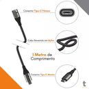 Cabo Extensor USB Tipo C 3.1 Macho / Femea P/ Dados, Carga e Video 4K 60Hz 1m