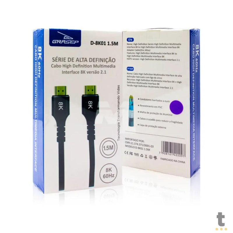 Cabo Hdmi 1.5mt 8k Grasep - D-8K01 1.5M