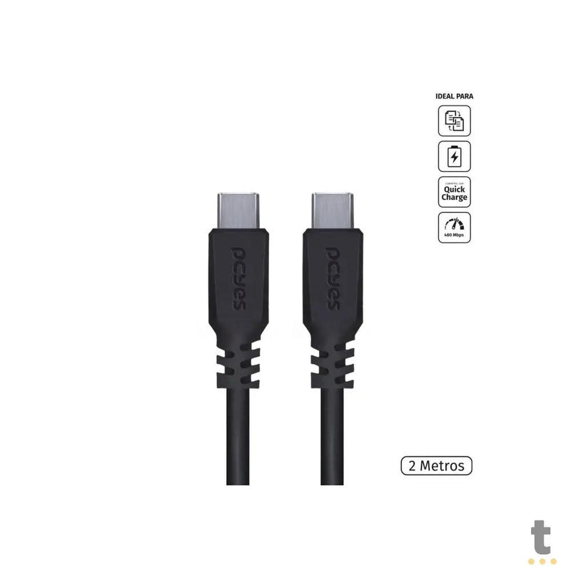 Cabo Para Celular Usb Tipo C Para Usb Tipo C 2mt PCYes - PUCP-02