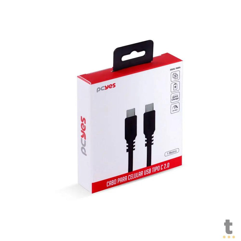 Cabo Para Celular Usb Tipo C Para Usb Tipo C 2mt PCYes - PUCP-02
