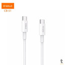 Cabo de Dados Tipo C P/ Tipo C 60w 1M 9v/3.0a aGold - CB-51