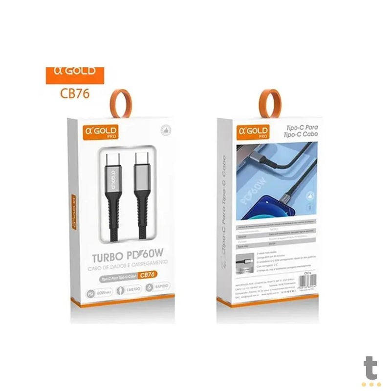 Cabo de Dados USB Tipo C 1,0m aGold Pro Turbo 60W - CB76