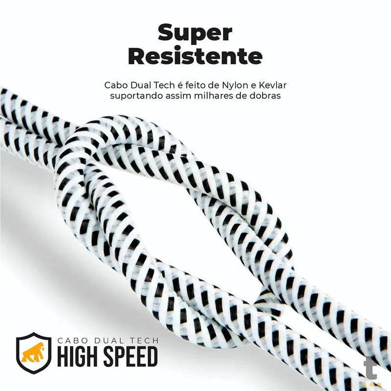 Cabo de Dados USB Tipo C P/ Tipo C Dual Tech PD 100W Branco GShield 1.8m - GS-6754