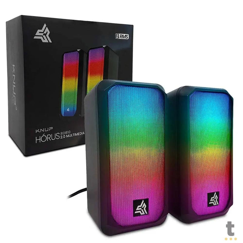 Caixa De Som Knup Horus 2.0 Multimidia 10W RMS C/ Led RGB Usb e P2 - KP-RO810