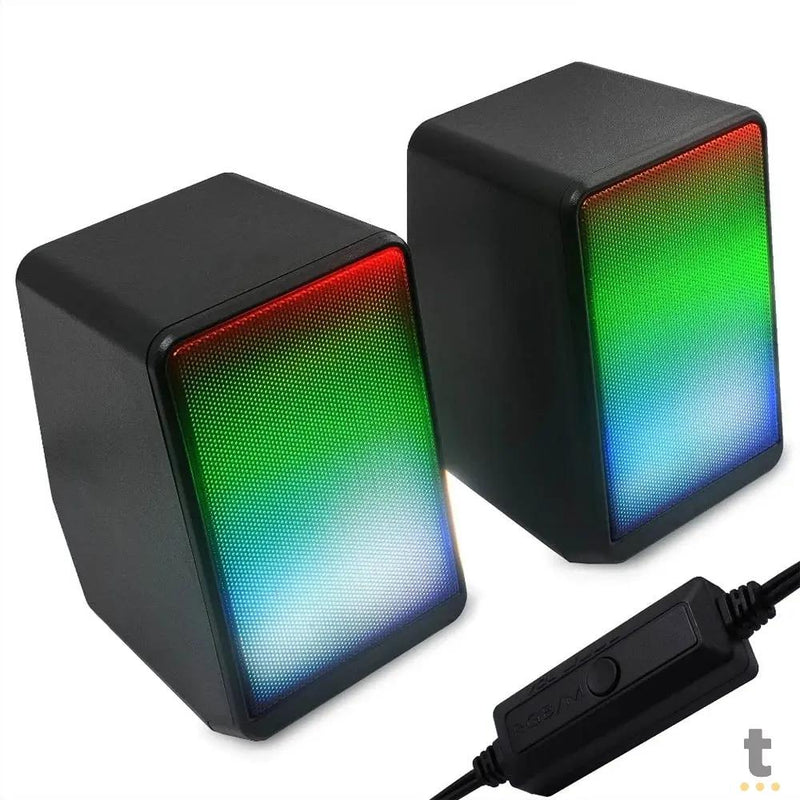 Caixa De Som Knup Horus 2.0 Multimidia 6W C/ Led RGB Usb e P2 - RO839