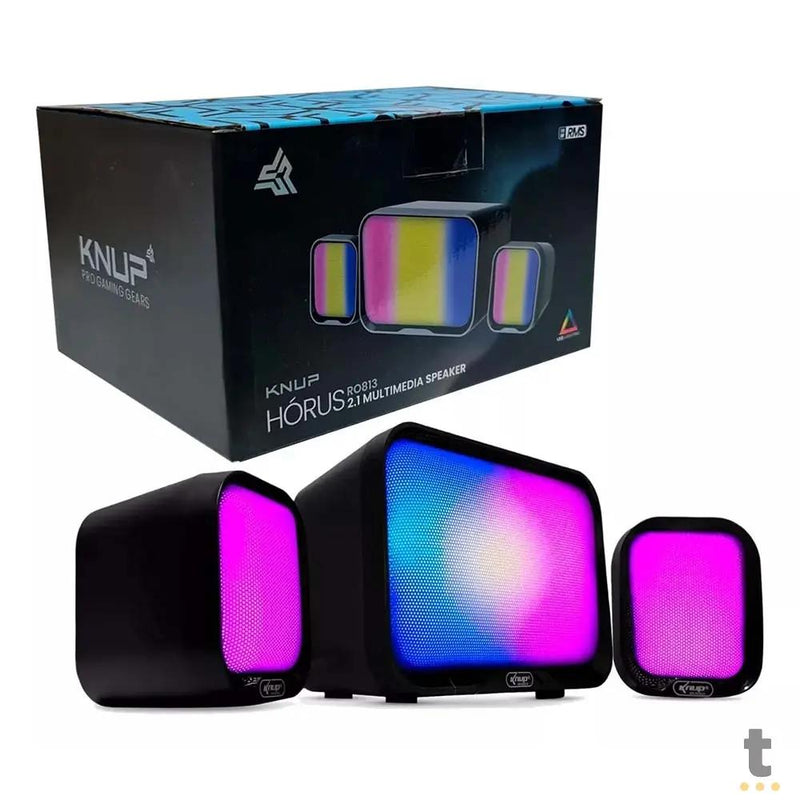 Caixa De Som Knup Horus 2.1 Multimidia 16W RMS C/ Led Usb e P2 - RO813