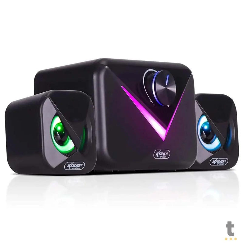 Caixa De Som Knup Horus 2.1 Multimidia 16W RMS C/ Led Usb e P2 - RO821