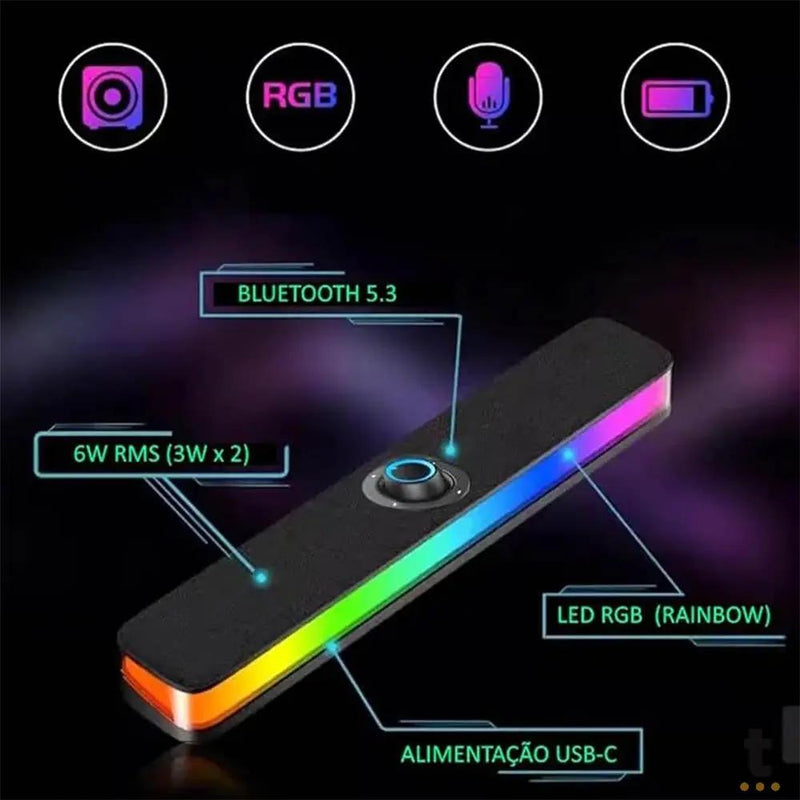 Caixa De Som Soundbar 6W Knup Horus Bluetooth 5.3 RGB - RO842