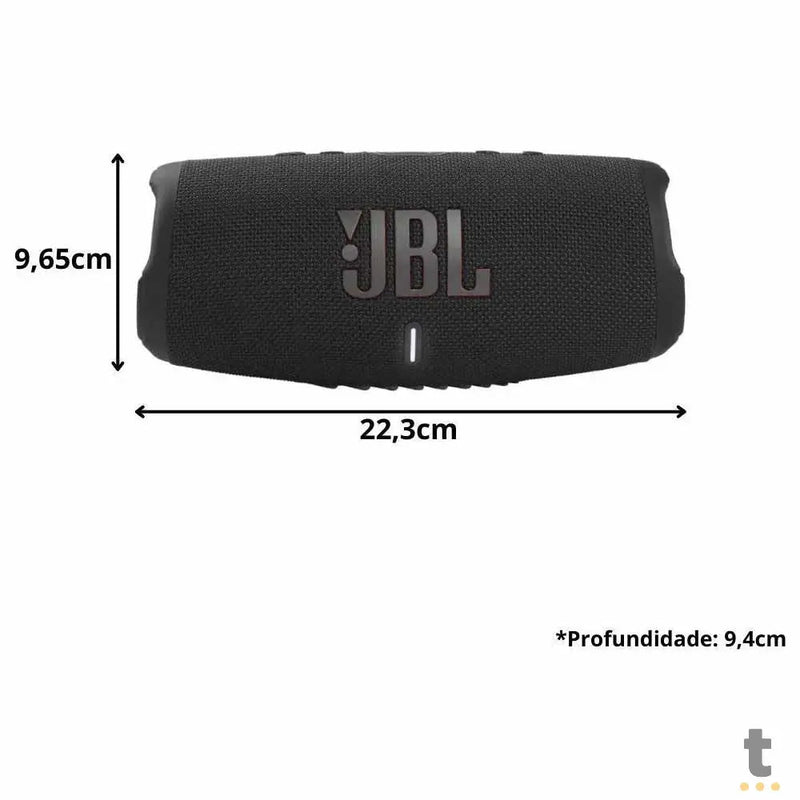 Caixa de Som Portátil Bluetooth JBL Charge 5 Bluetooth Preta - JBLCHARGE5BLK