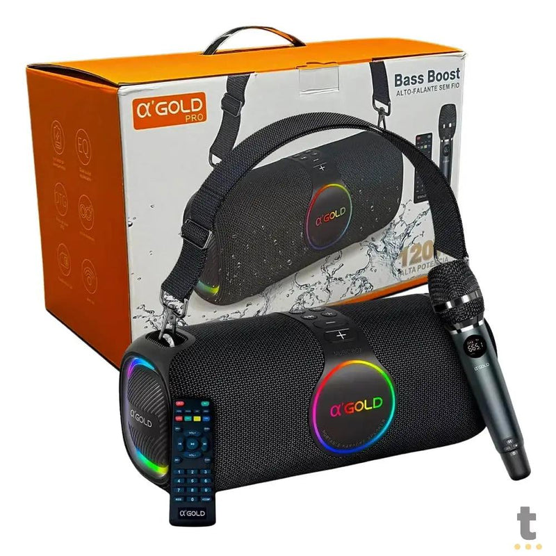 Caixa de Som Portátil Bluetooth aGold 120W IPX6 C/ Microfone - SM-32