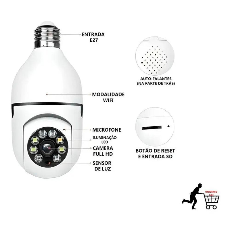 Câmera De Vigilância Ip Durawell Lampada HD Wi-fi Branca - 8177QJ