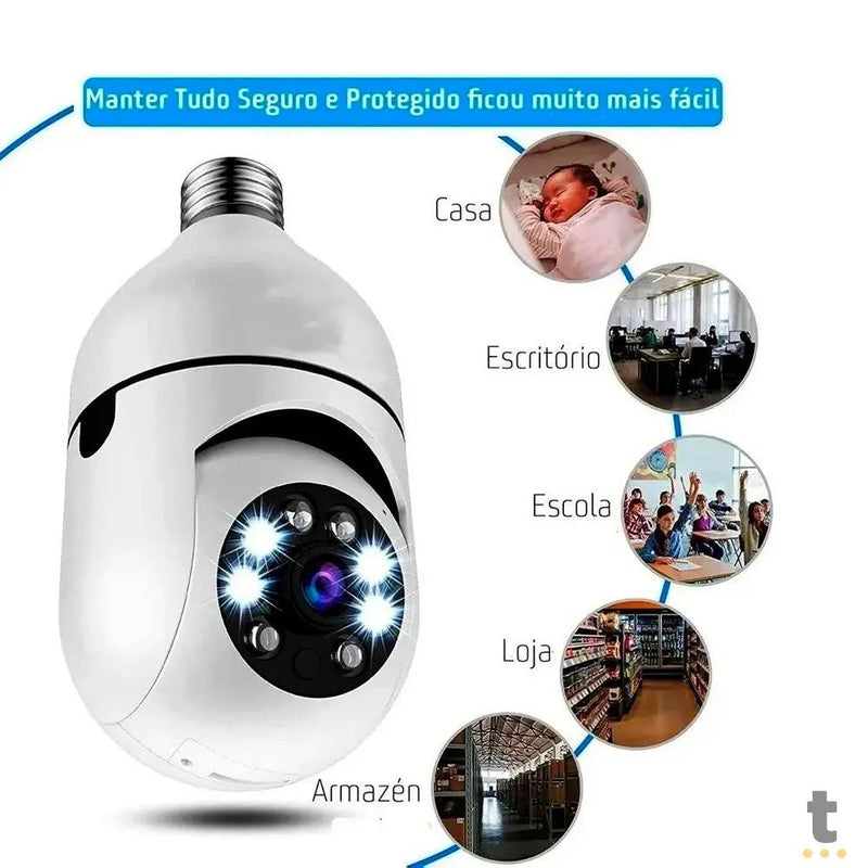 Câmera De Vigilância Ip Durawell Lampada HD Wi-fi Branca - 8177QJ