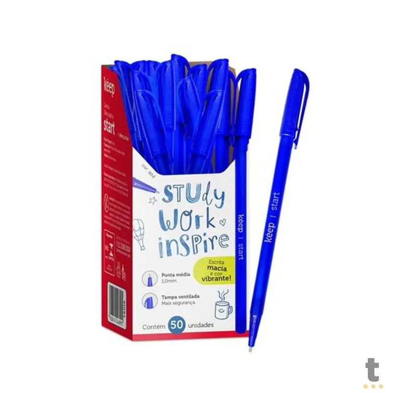 Caneta Esferográfica Ponta Média 1,0mm Azul Keep - EI091