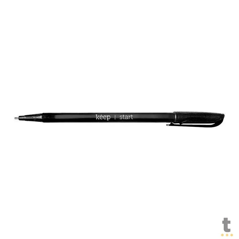 Caneta Esferográfica Ponta Média 1,0mm c/ 50 Unidades Preta Keep - EI093