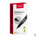 Caneta Marcador Permanente Keep Duas Pontas Fina/Ultrafina 1mm/0.4mm Preto - MR020
