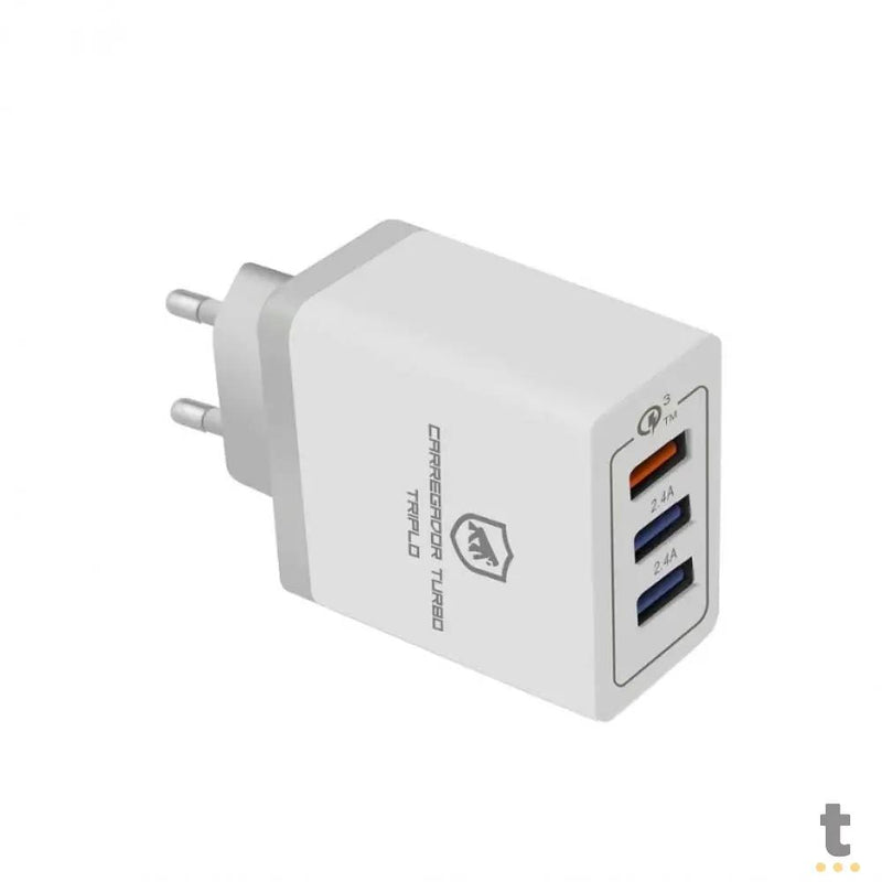 Carregador De Parede GShield Triplo USB Turbo 18W Branco S/ Cabo - GNL3Y2K72-IP