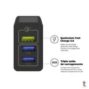 Carregador De Parede GShield Triplo USB Turbo 18W Preto S/ Cabo - NFQRZ4M4Y-IP