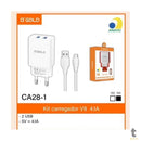 Carregador De Parede aGold 2 Usb 4.1a C/ Cabo V8 - CA28-1