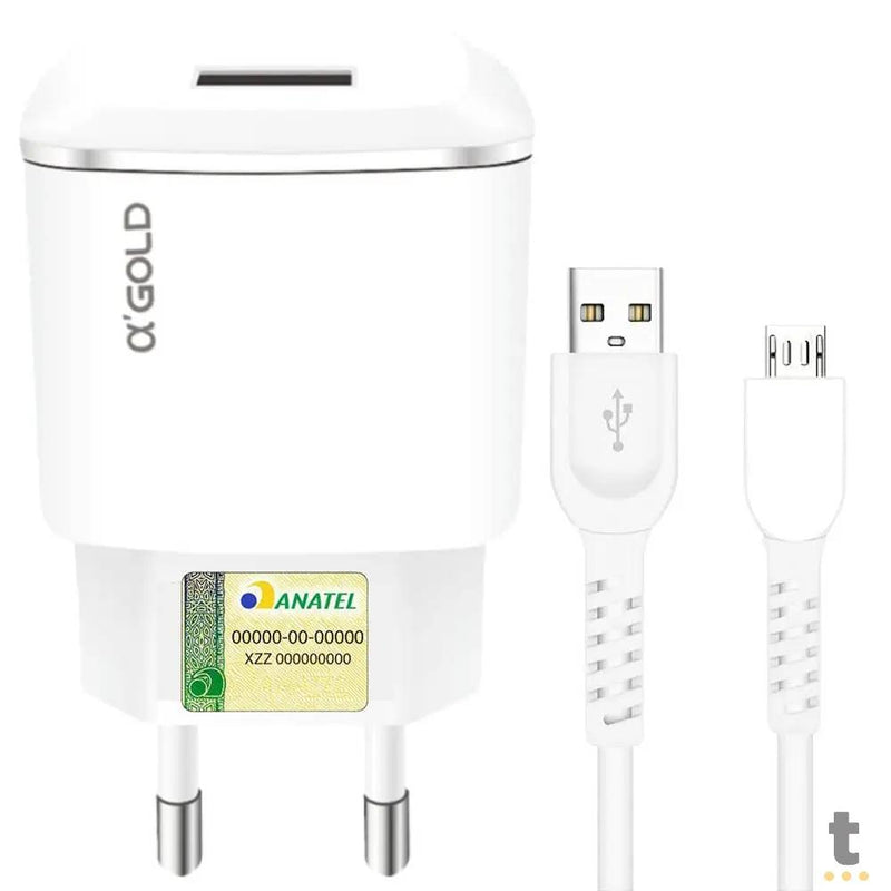 Carregador De Parede aGold C/ 2 Saídas USB 3.1a Branco - CA01