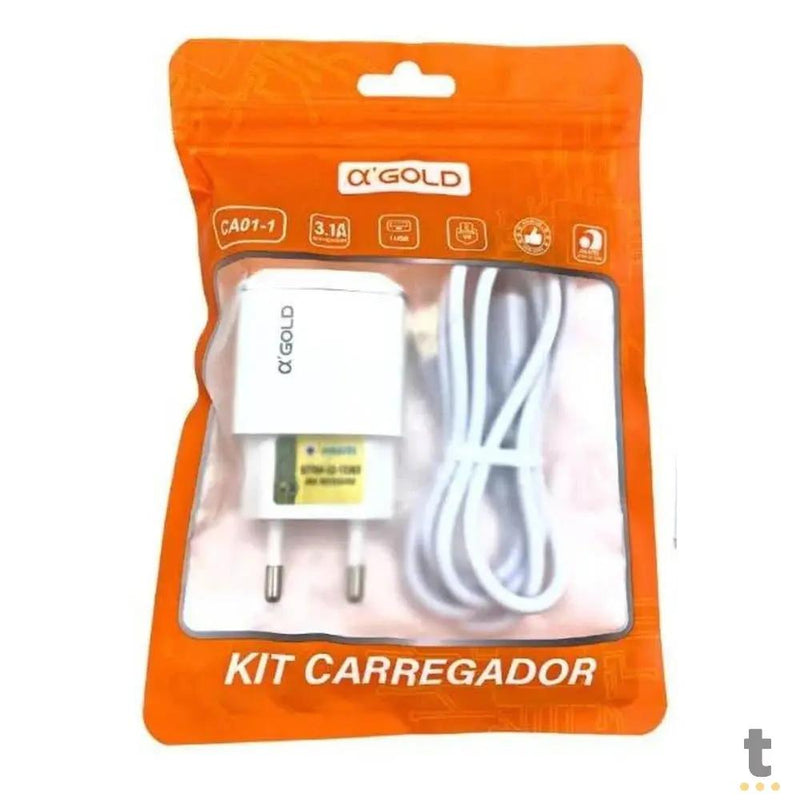 Carregador De Parede aGold C/ 2 Saídas USB 3.1a Branco - CA01