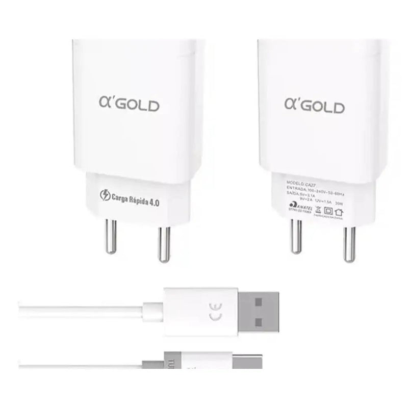 Carregador De Parede aGold Usb Tipo C Turbo 30W 6.0A Carga Turbo - CA27-3