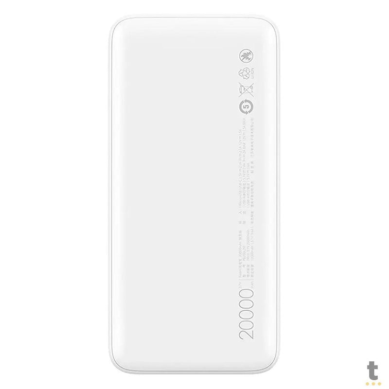 Carregador Portátil 20000mAh Fast Charge Power Bank Branco Xiaomi