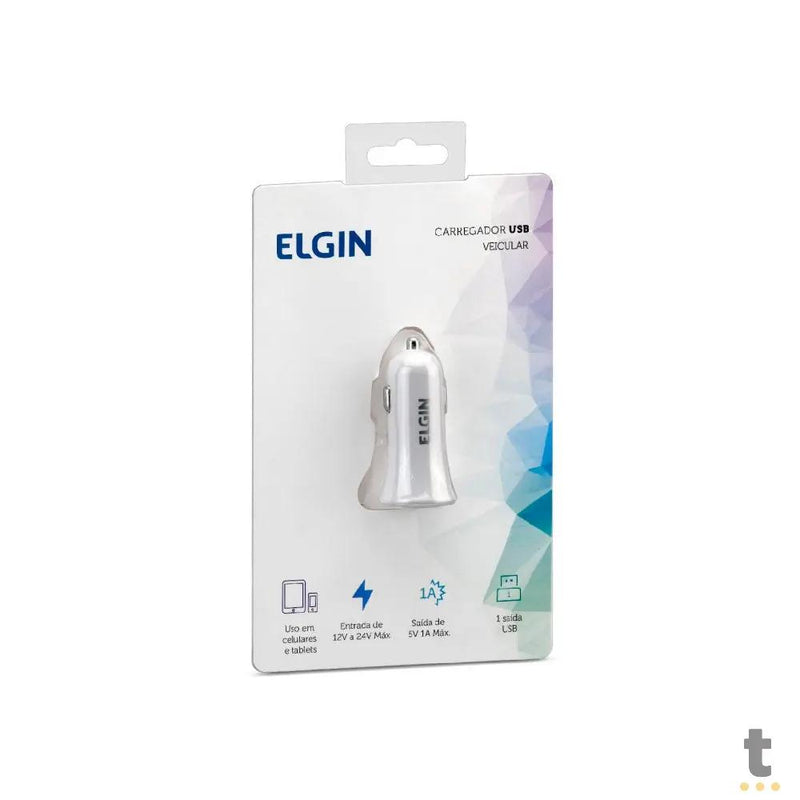Carregador Veicular 12v Usb 5v 1A Elgin Branco - 27598