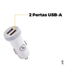 Carregador Veicular Flex 2 USB Branco GShield 5V 3.4A - GS-3238