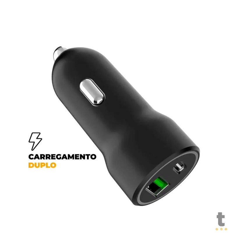 Carregador Veicular Turbo Armor USB / USB Tipo C GShield Preto Quick Charge 3.0 - GS-6930