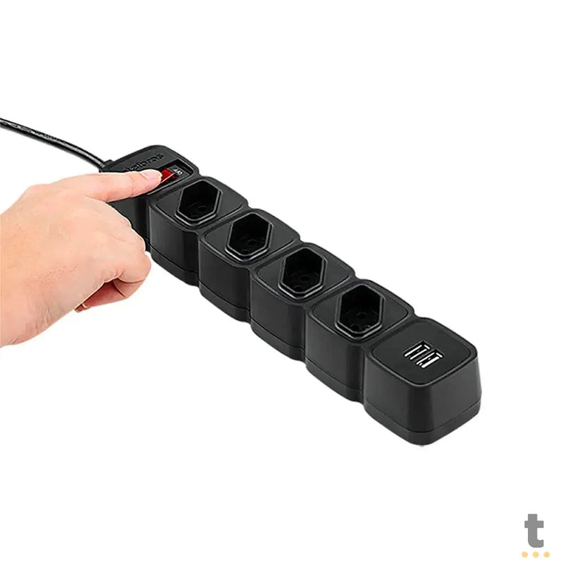 Filtro de Linha 4 Tomadas Intelbras C/ 2 Usb Preto EPE 204 - 4824205