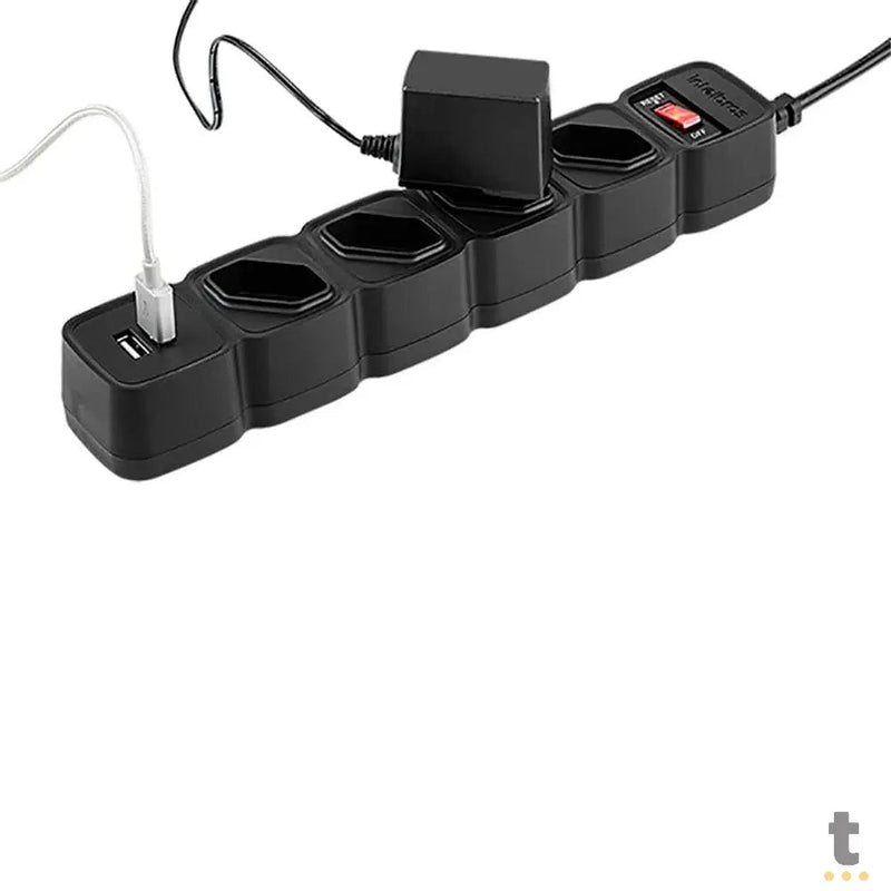 Filtro de Linha 4 Tomadas Intelbras C/ 2 Usb Preto EPE 204 - 4824205