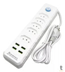 Filtro de Linha Protetor Eletronico 5 Tomadas Bommax 2500w C/ 4 Usb - BM-A195